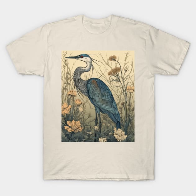 Great Blue Heron Nature T-Shirt by Time Travelers Nostalgia